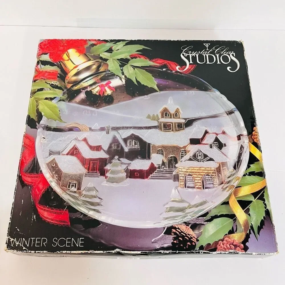 Crystal Clear Studios VTG Winter Scene Platter